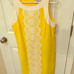 J HOWARD yellow with white embroidery summer dress